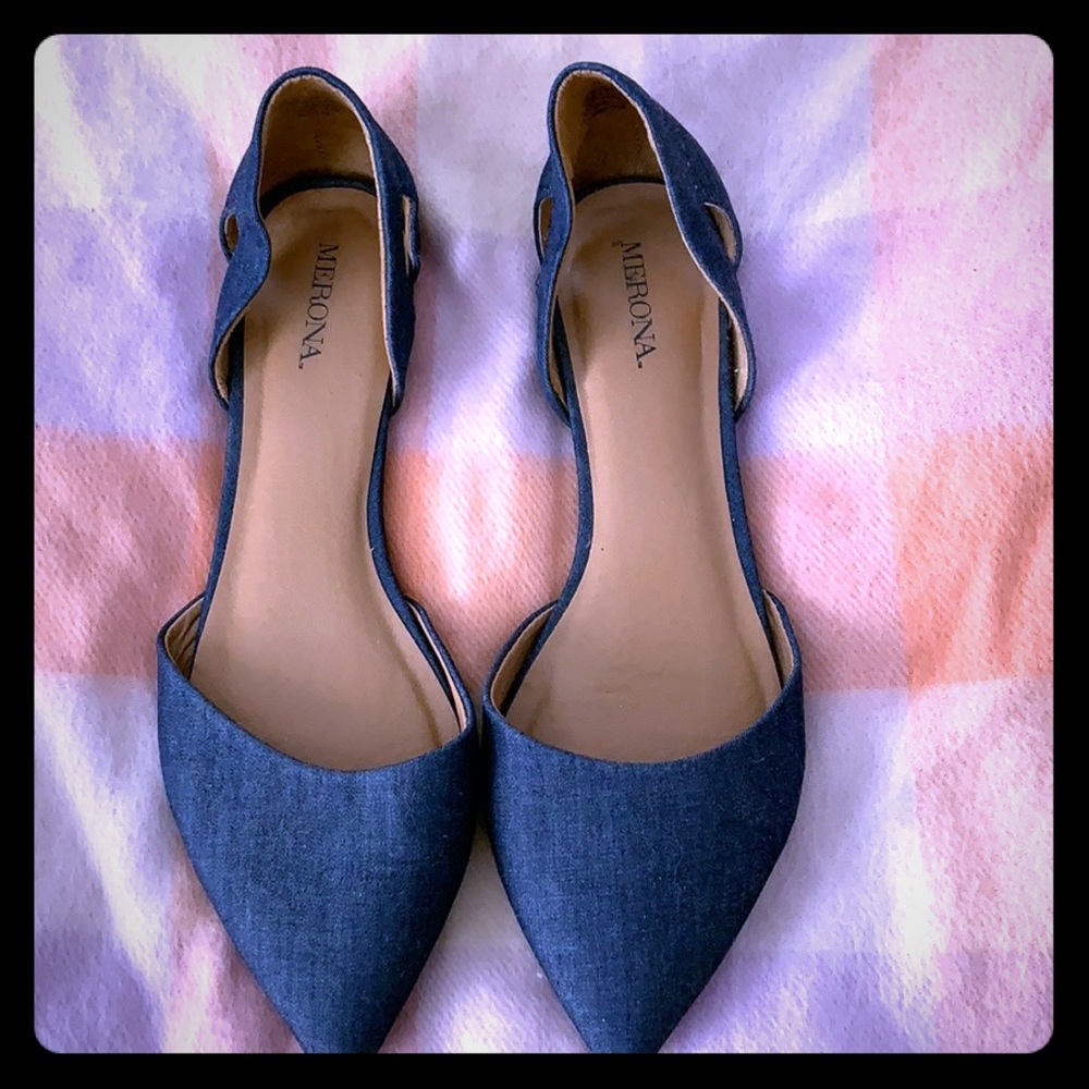FINAL PRICE 🔥 Chambray Blue Pointy Toe Flats